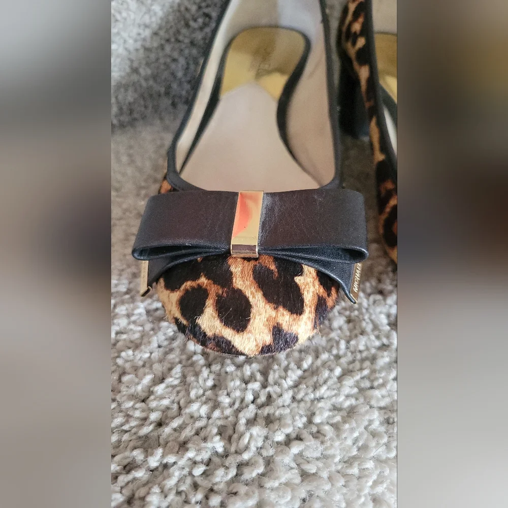 Michael Kors Brown and Black Heels with Leopard Print in Calf Hair.size 7.5